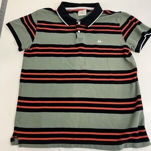 Lindbergh Polo Shirt Mens XL Green Black Red Striped Pique Cotton Short Sleeve